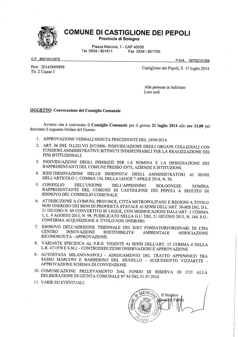 Convocazione consiglio